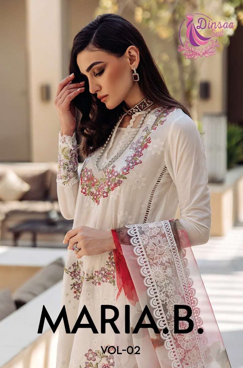 dinsaa suit maria b vol-2 200-202 series stylish look designer pakistani salwar suits new catalogue surat