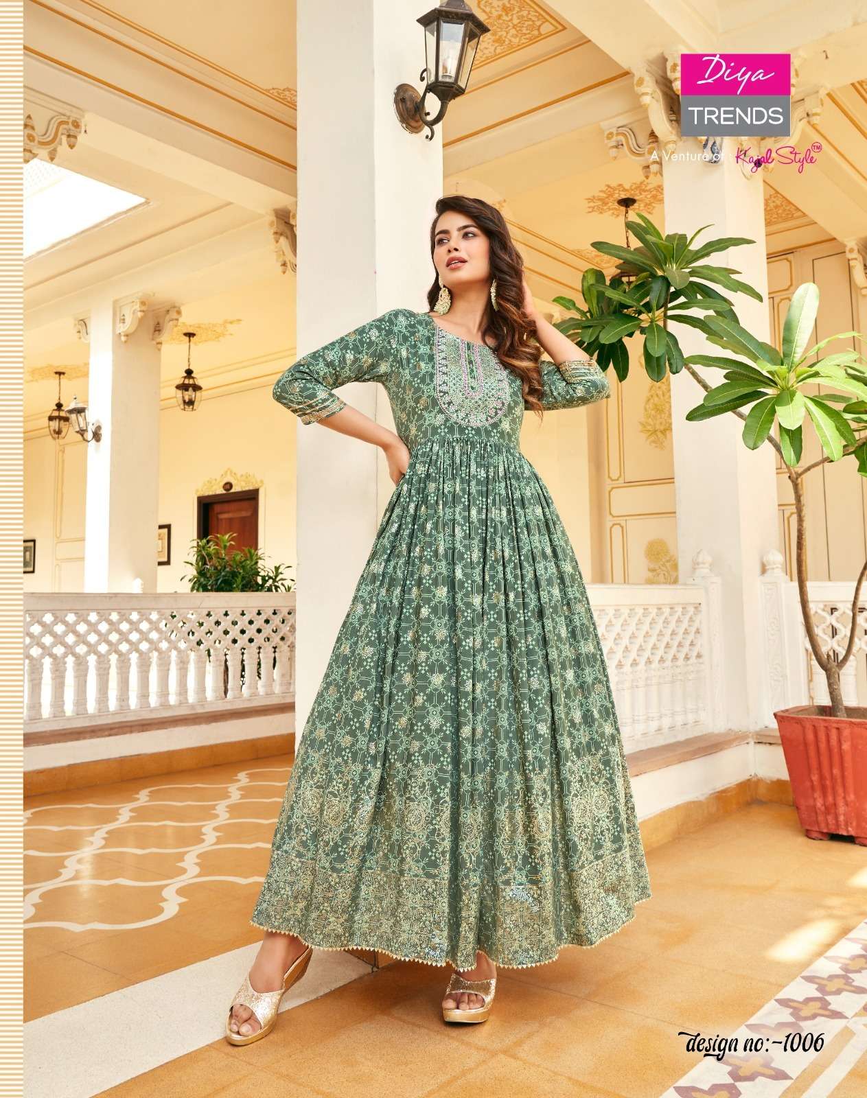 diya trends poosh vol-1 1001-1008 series stylish designer gown catalogue collection 2023