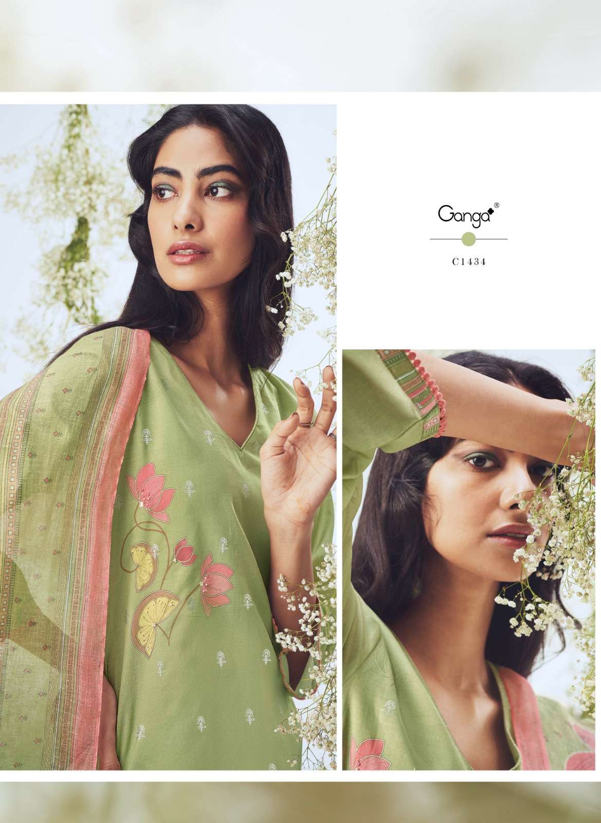 ganga asraar 1432-1437 series premium cotton designer salwar kameez catalogue design 2023