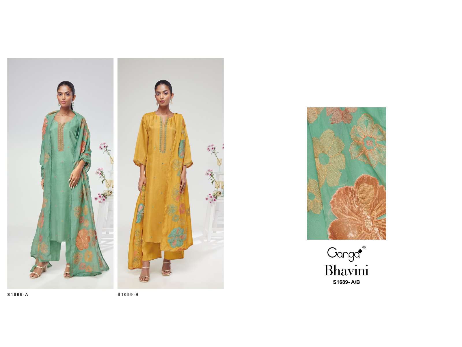 ganga bhavini 1689 series exclusive designer salwar kameez catalogue online wholesaler surat