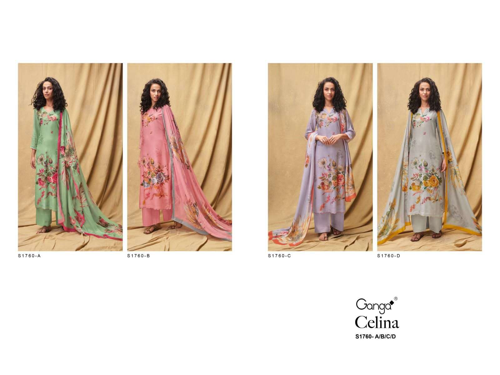 ganga celina 1760 series unstitched designer salwar kameez catalogue manufacturer surat 