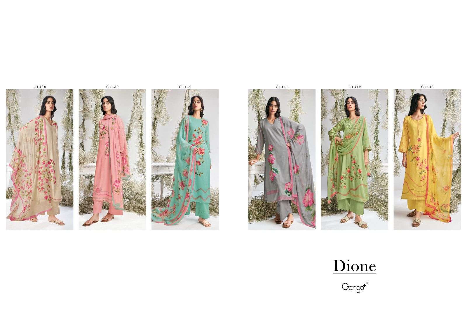 ganga dione 1438-1443 series trendy designer salwar kameez catalogue design 2023 