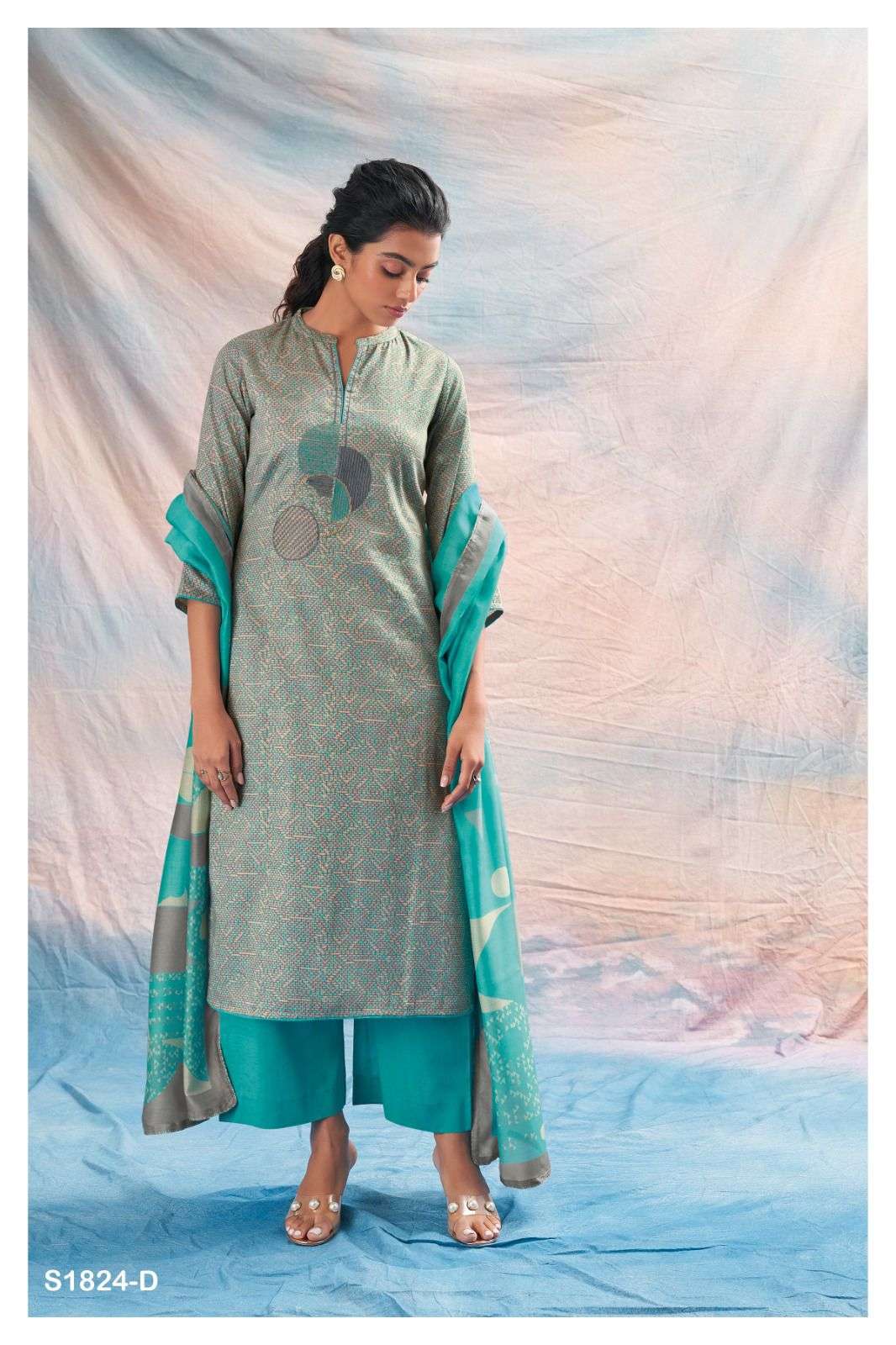 ganga heidi 1824 series premium cotton silk designer top bottom with dupatta catalogue design 2023