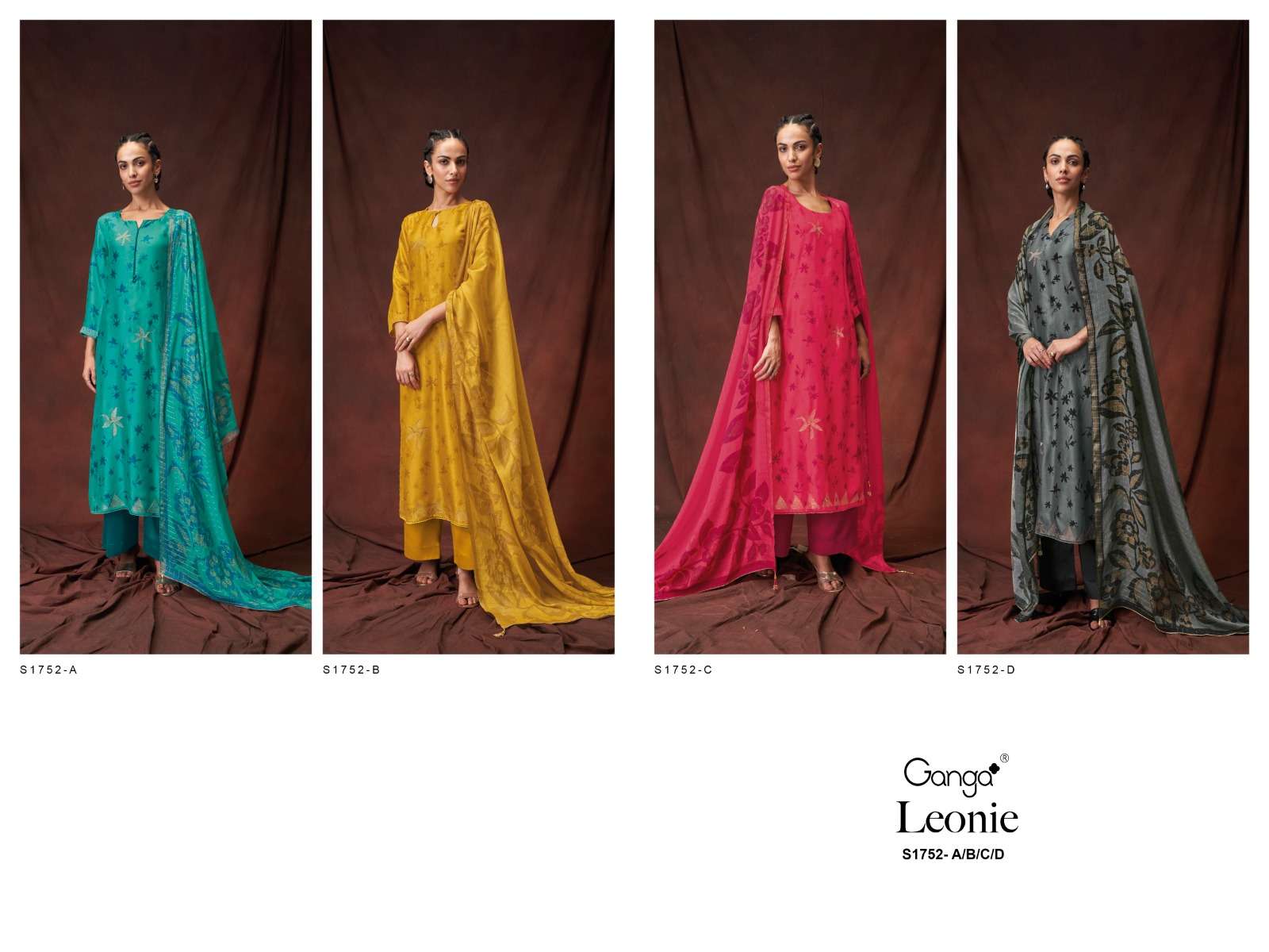ganga leonie 1752 series exclusive designer salwar kameez catalogue manufacturer surat