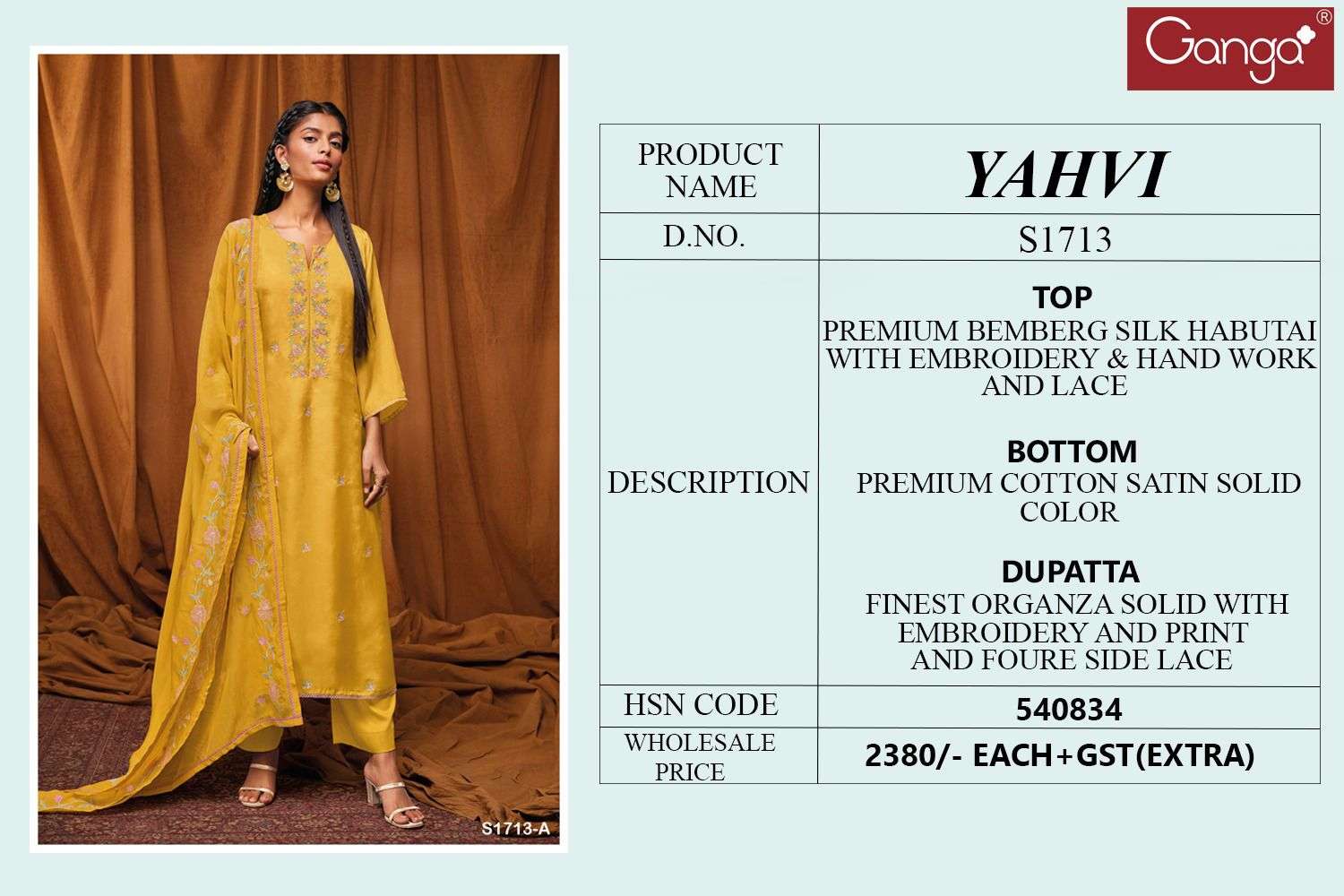 ganga yahvi 1713 series function special designer salwar kameez catalogue online dealer surat