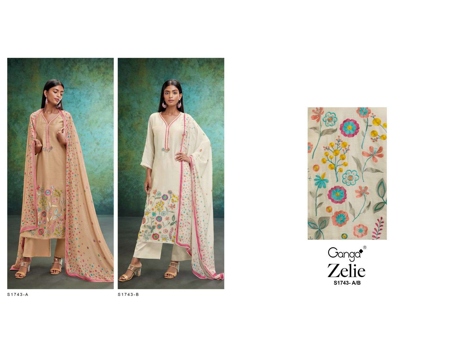 ganga zelie 1743 series exclusive designer salwar kameez catalogue wholesale price surat 