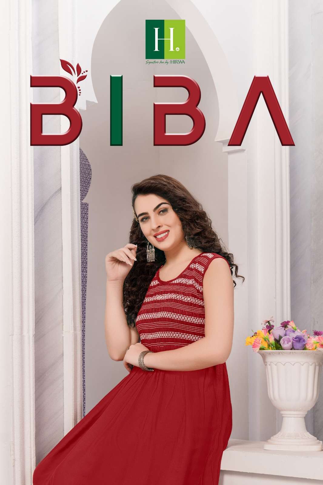 hirwa biba 101-108 series fancy look designer ghera kurtis catalogue manufacturer surat