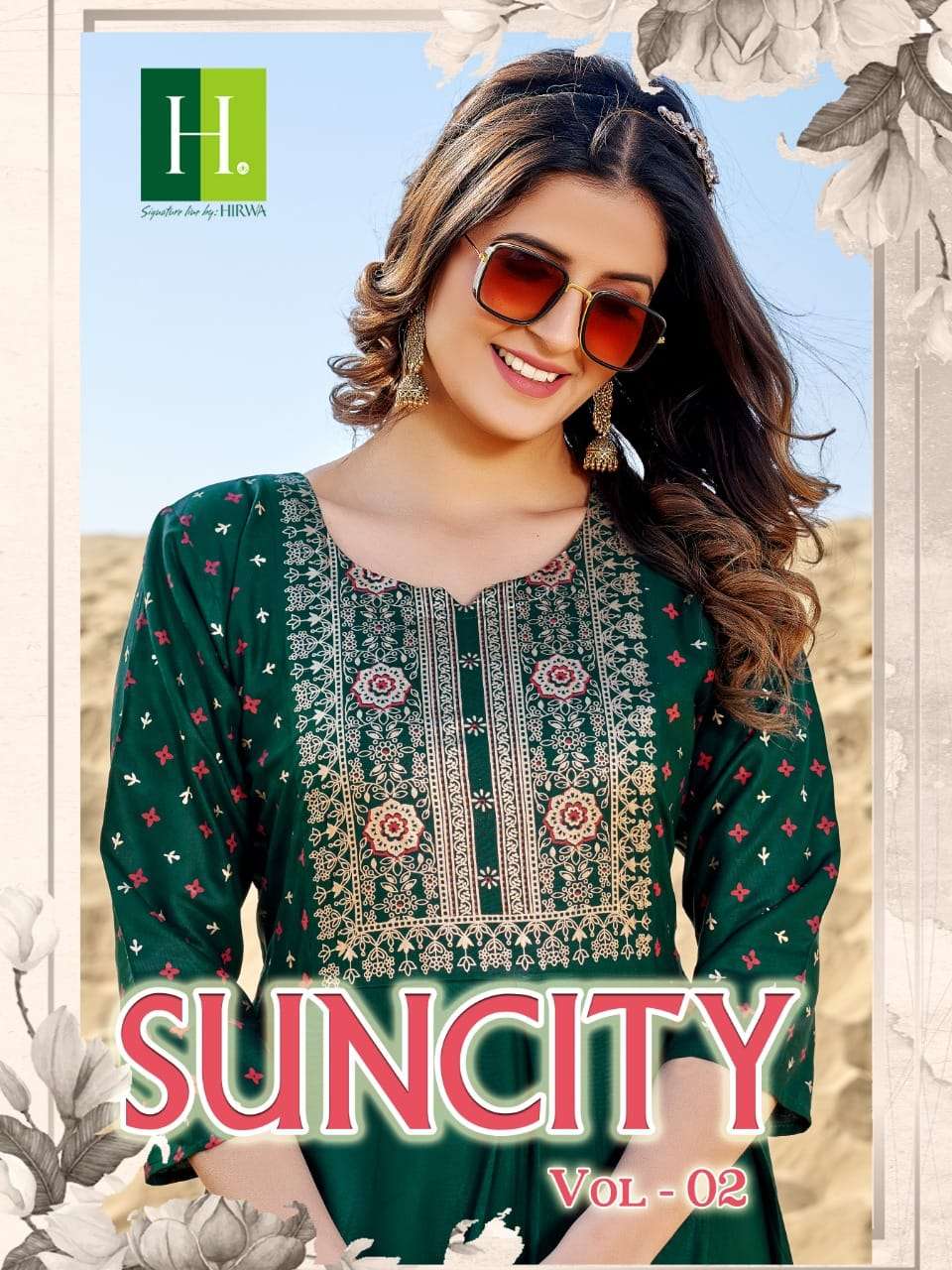 hirwa suncity vol-2 latest designer long kurtis catalogue online supplier surat 