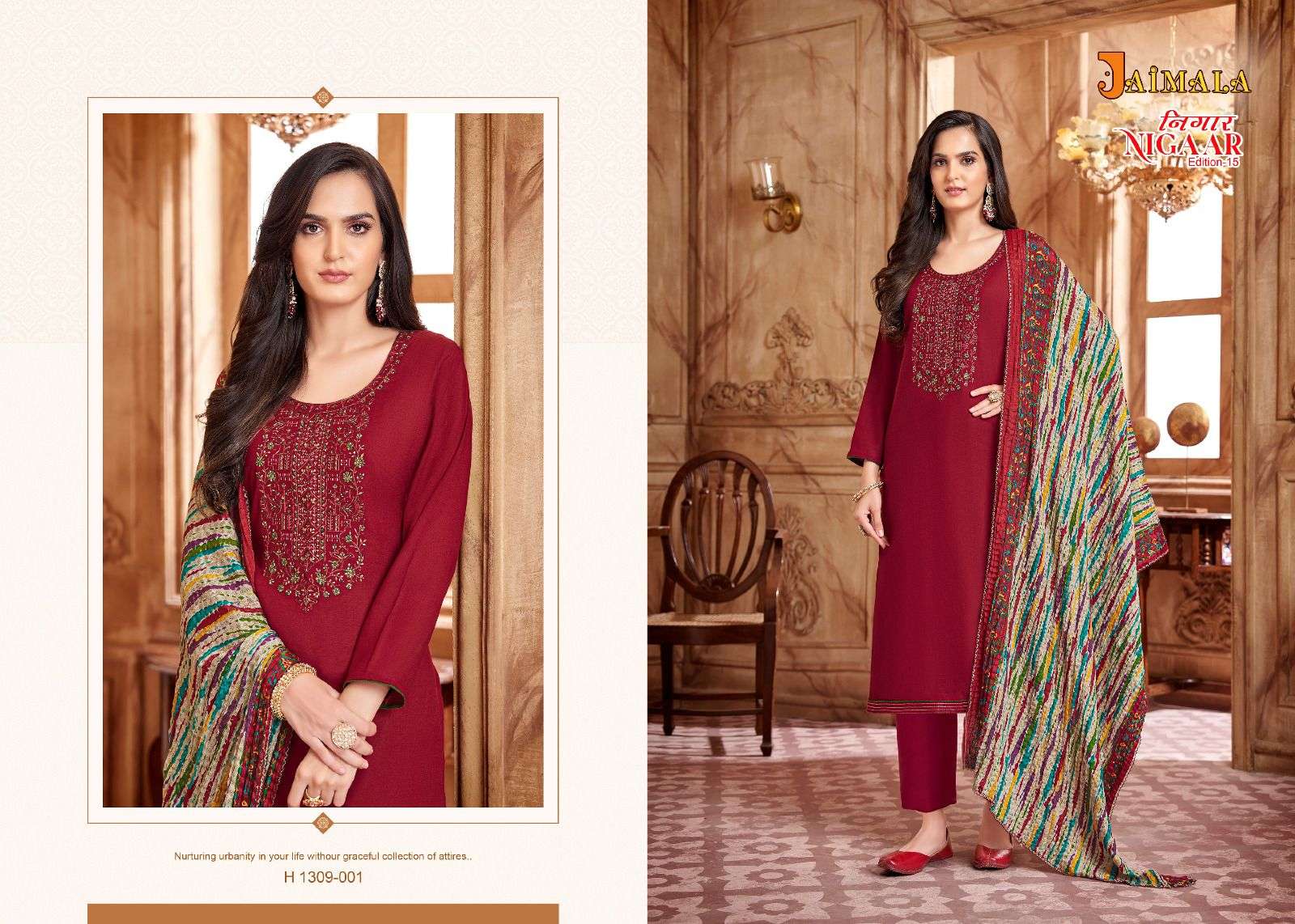 jaimala nigaar edition vol-15 rayon designer salwar kameez catalogue online supplier surat 