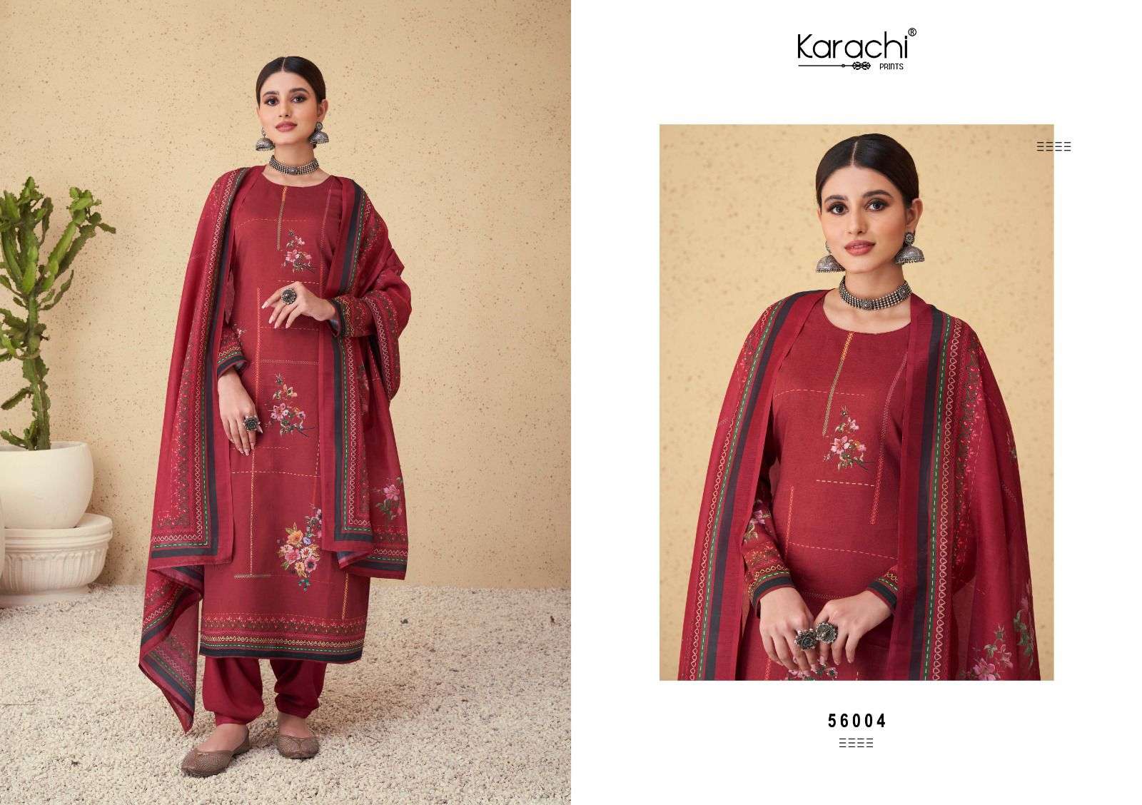 karachi prints floral valley 56001-56006 series digital print with work designer salwar suits