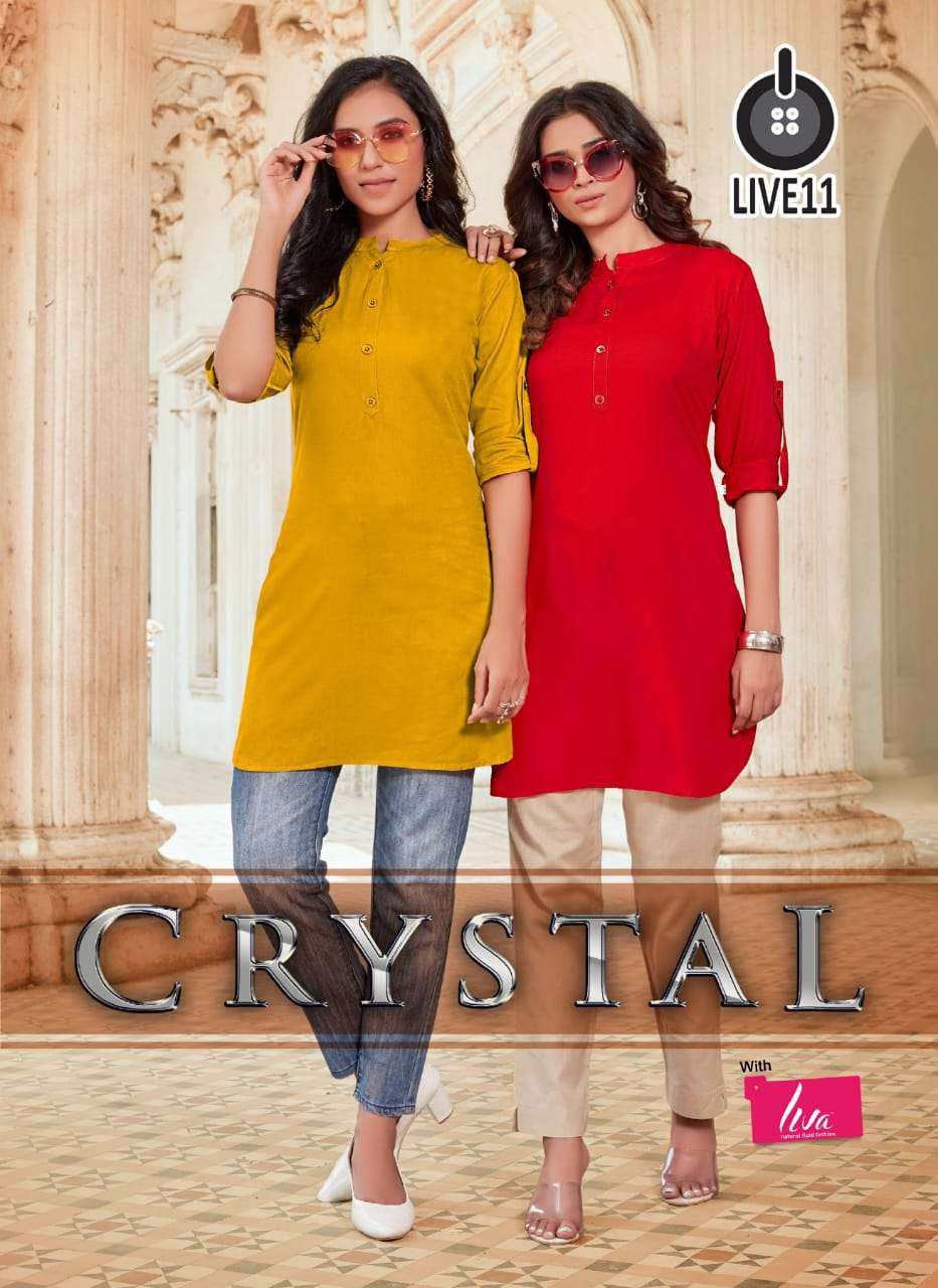 live 11 crystal 9763-9774 series stylish designer short tops catalogue design 2023