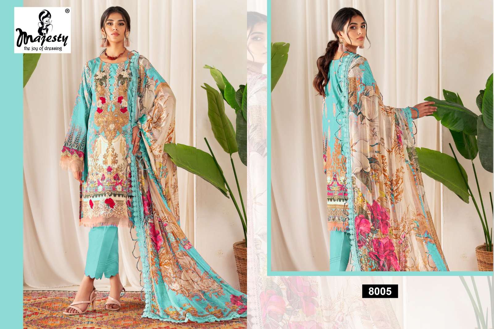 majesty cheveron lawn vol-8 8001-8006 series jam cotton designer salwar kameez catalogue design 2023
