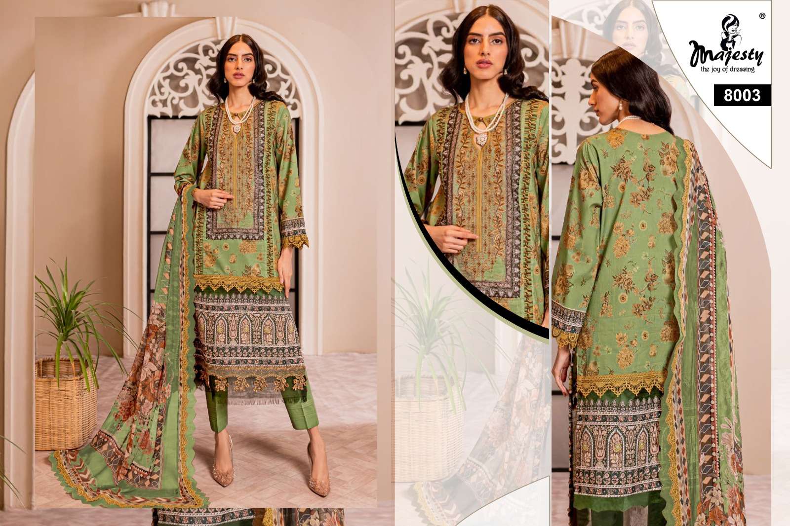 majesty cheveron lawn vol-8 8001-8006 series pakistani salwar suits catalogue wholesale price surat