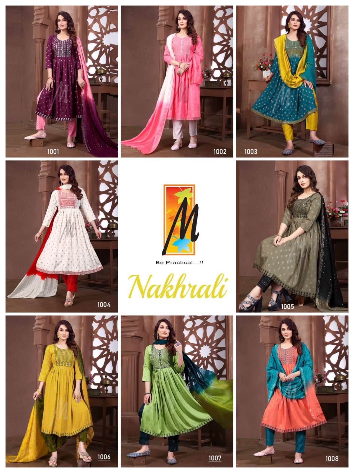 master nakhrali 1001-1008 series nayra cut top bottom with dupatta catalogue manufacturer surat