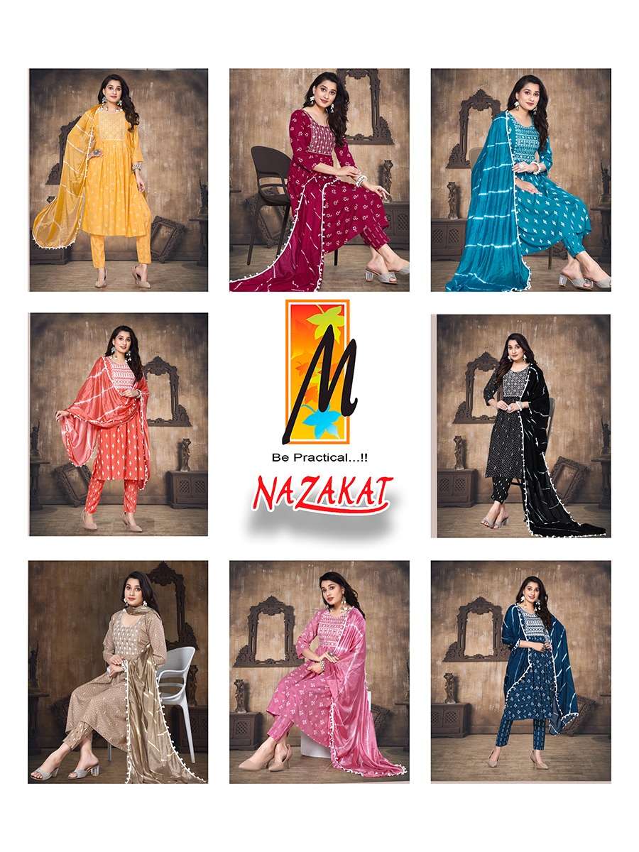master nazakat nayra cut top with bottom and dupatta catalogue collection 2023