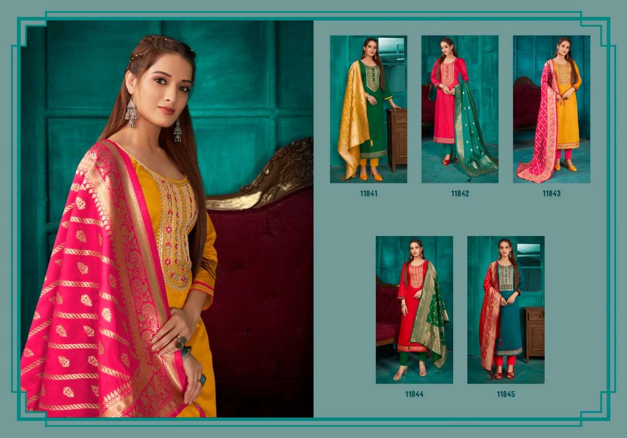 panch ratna paridhan 11841-11845 series indian designer salwar kameez catalogue manufacturer surat