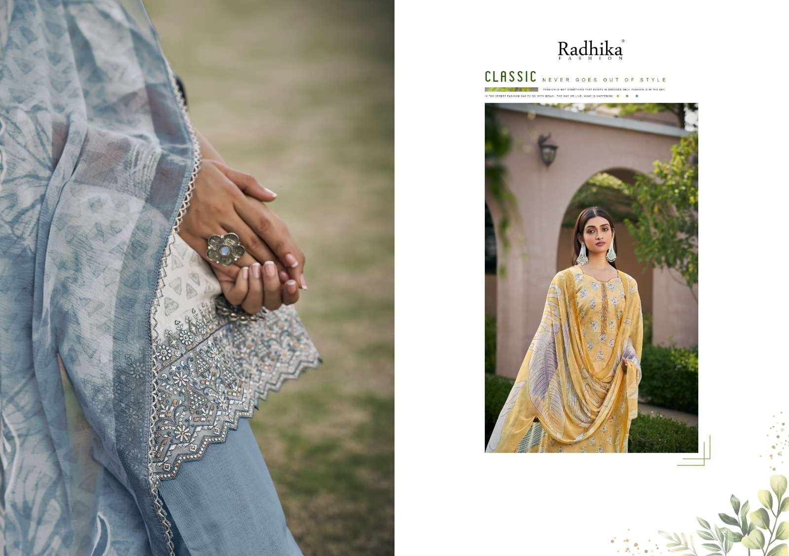 radhika fashion naira 61001-61006 series unstitced designer salwar kameez catalogue wholesaler surat