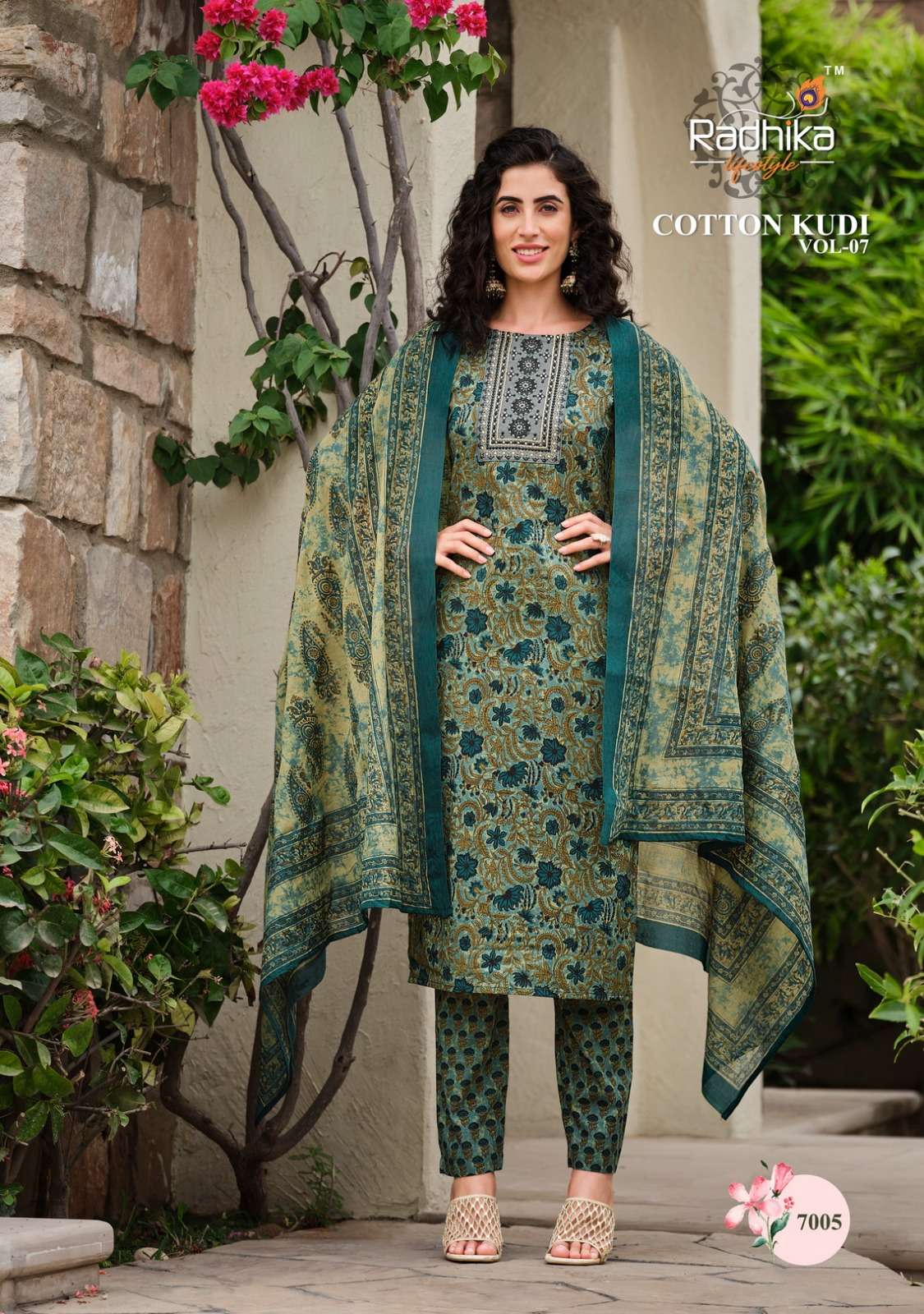 radhika lifestyle cotton kudi vol-7 7001-7008 series trendy look designer kurtis catalogue manufacturer surat