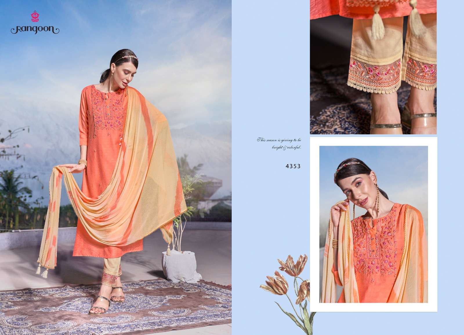 rangoon atarang 4351-4354 series stylish look designer kurtis catalogue manufacturer surat