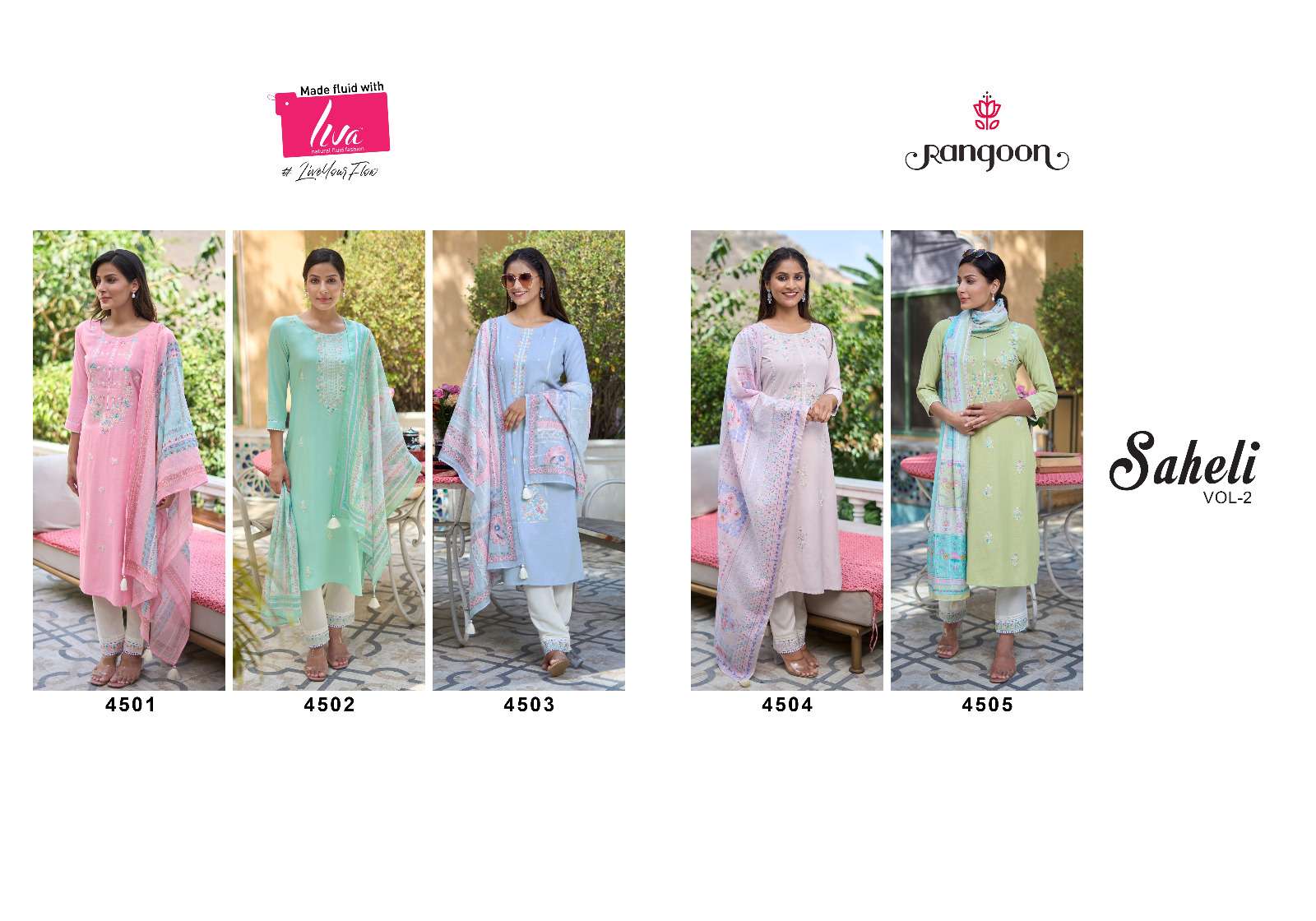 rangoon saheli vol-2 4501-4505 series latest designer kurtis catalogue online price surat