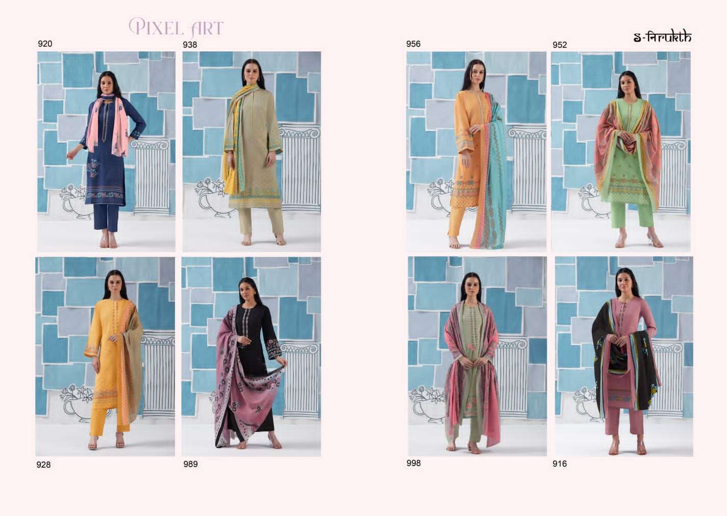 s-nirukth pixel art indian designer salwar kameez catalogue wholesale price surat