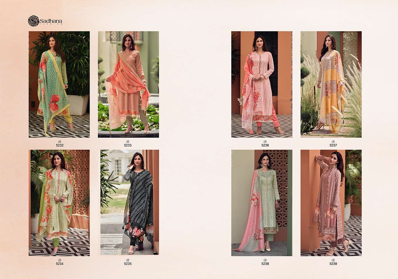 sadhana fashion emaar 5232-5339 series trendy designer salwar kameez catalogue online dealer surat 