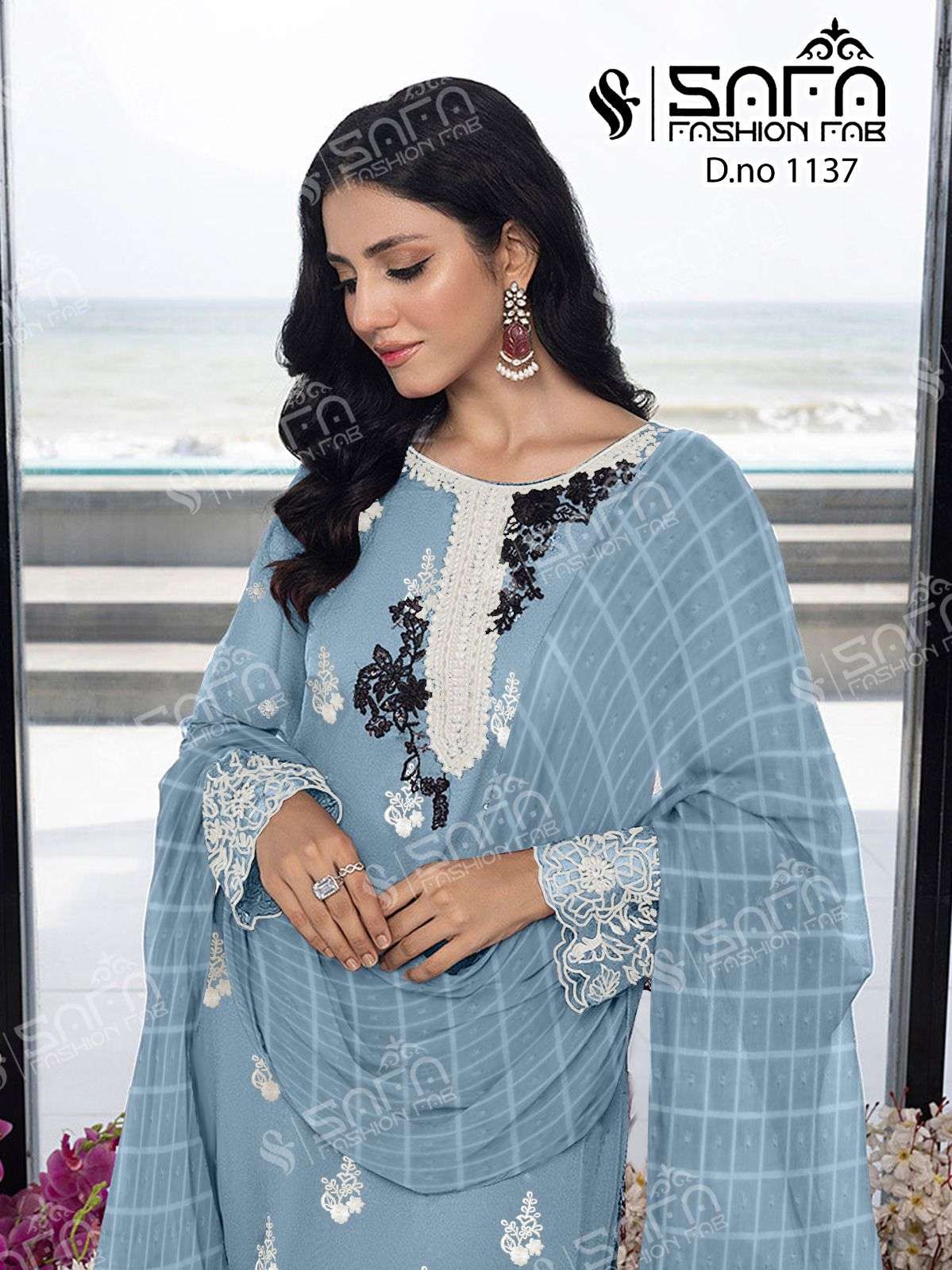 safa fashion fab 1137 series georgette designer pakistani salwar suits collection 2023