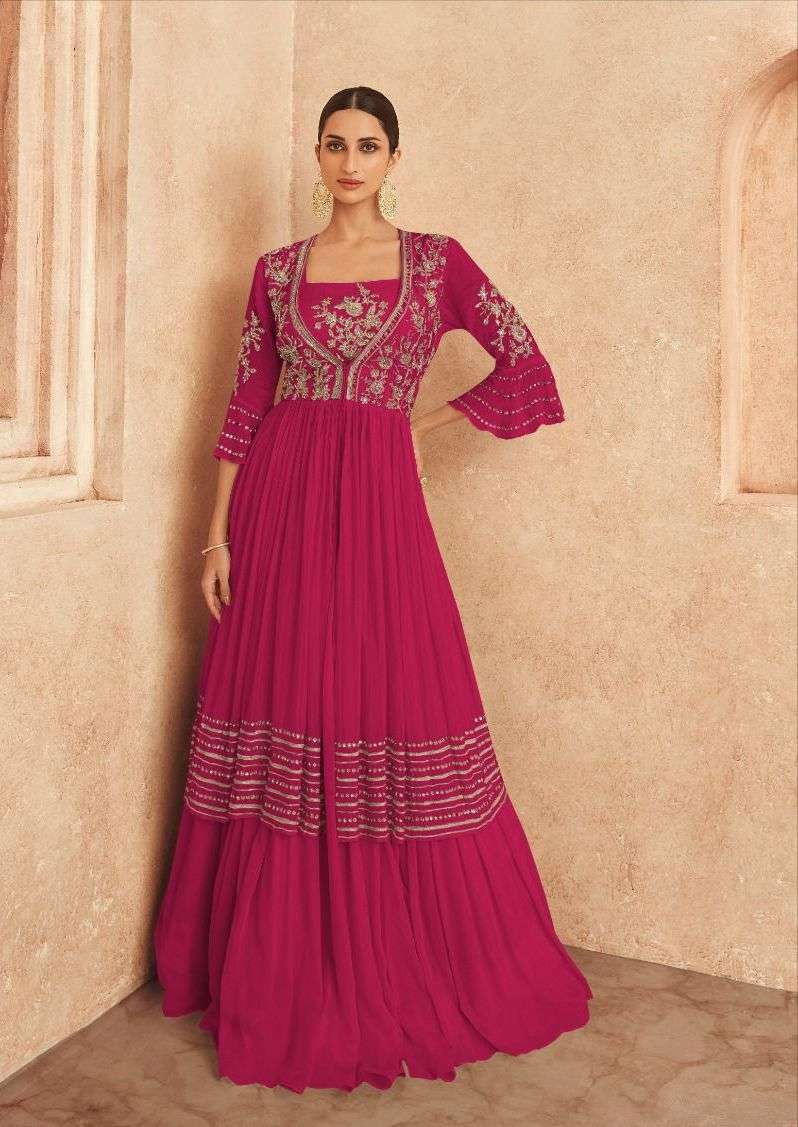 sayuri designer threads gold 5227 series stylish designer long dress catalogue online dealer surat