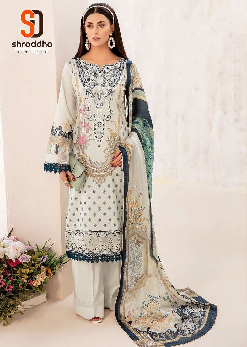 shraddha designer ramsha vol-1 1001-1004 series lawn cotton designer pakistani salwar suits collection 2023