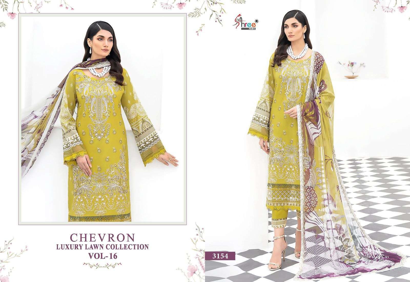 shree fabs chevron vol-16 3152-3159 series unstitched designer pakistani salwar suits wholesale price surat