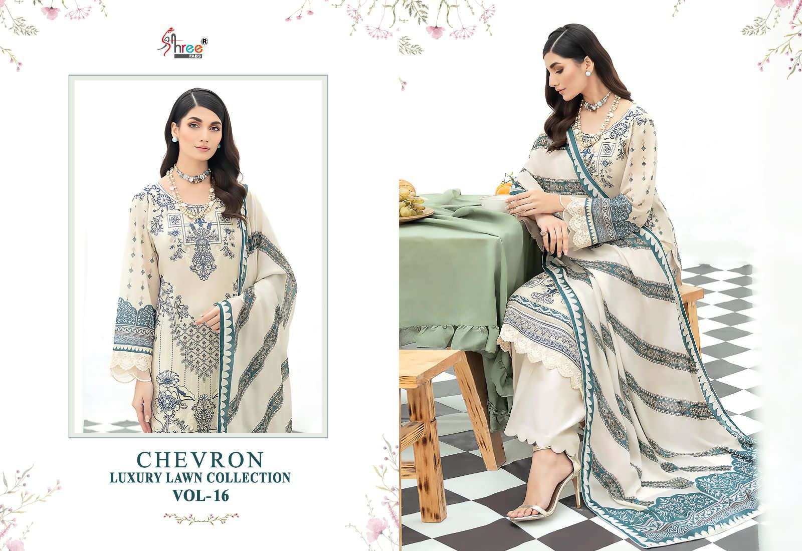 shree fabs chevron vol-16 3152-3159 series unstitched designer pakistani salwar suits wholesale price surat