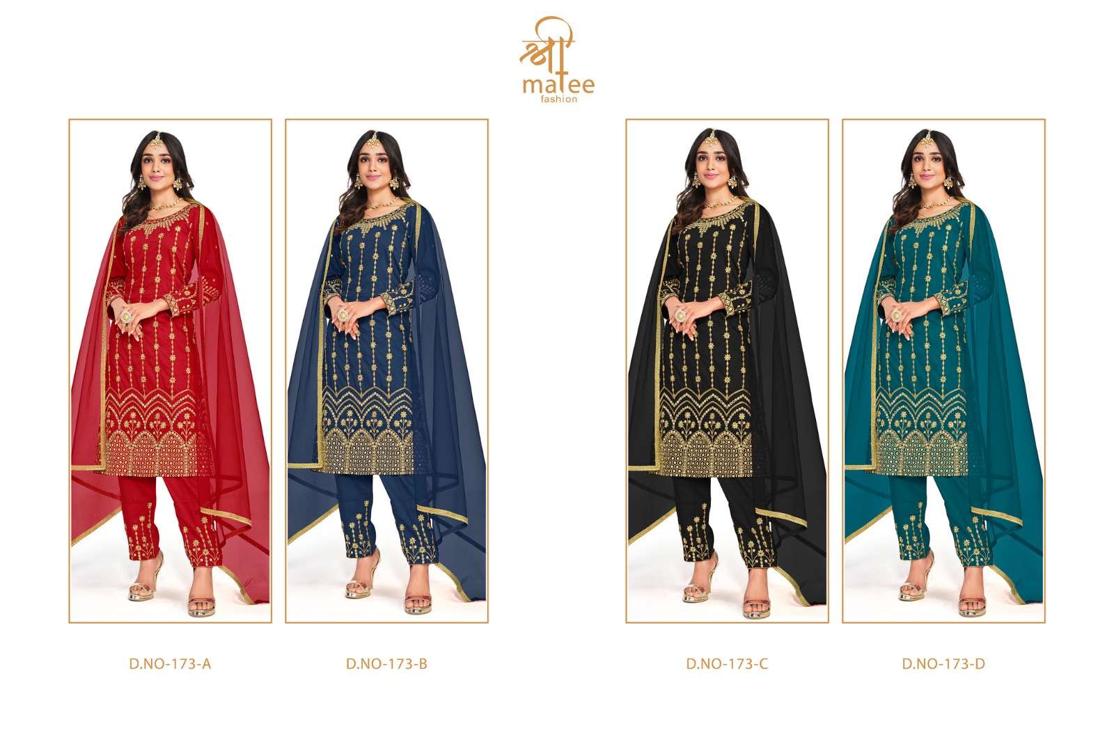 shreematee fashion mirror vol-14 173 series party wear designer salwar suits catalogue manufacturer surat