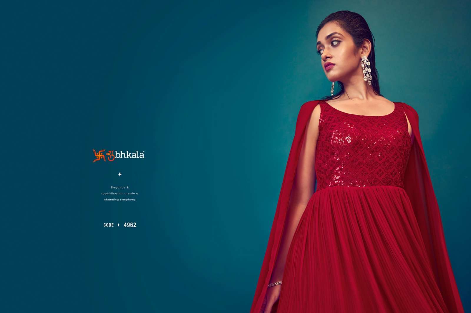 shubhkala flory vol-40 4961-4964 series new exclusive embroidered stitched long gown style collection 2023