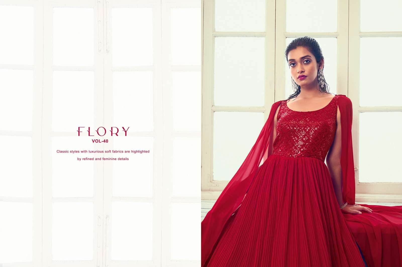 shubhkala flory vol-40 4961-4964 series new exclusive embroidered stitched long gown style collection 2023