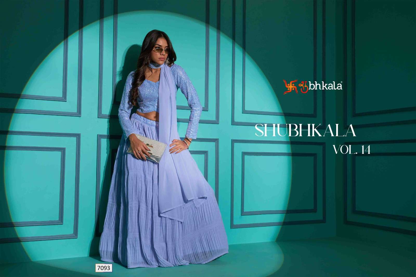 shubhkala shubhkala vol-14 7101-7110 series georgette designer party wear lehenga choli latest catalogue surat