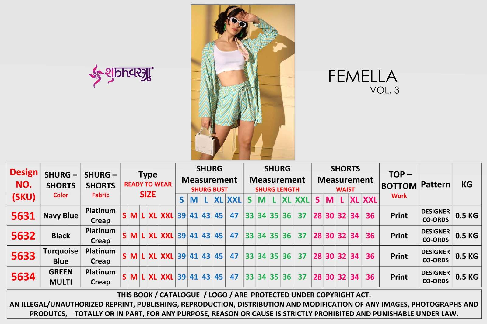 shubhvastra femella vol-3 5631-5634 series summer special designer cord set catalogue design  2023