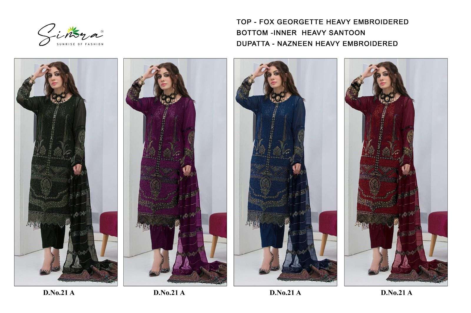 simra 21 series faux georgette designer pakistani salwar suits dress material online supplier surat