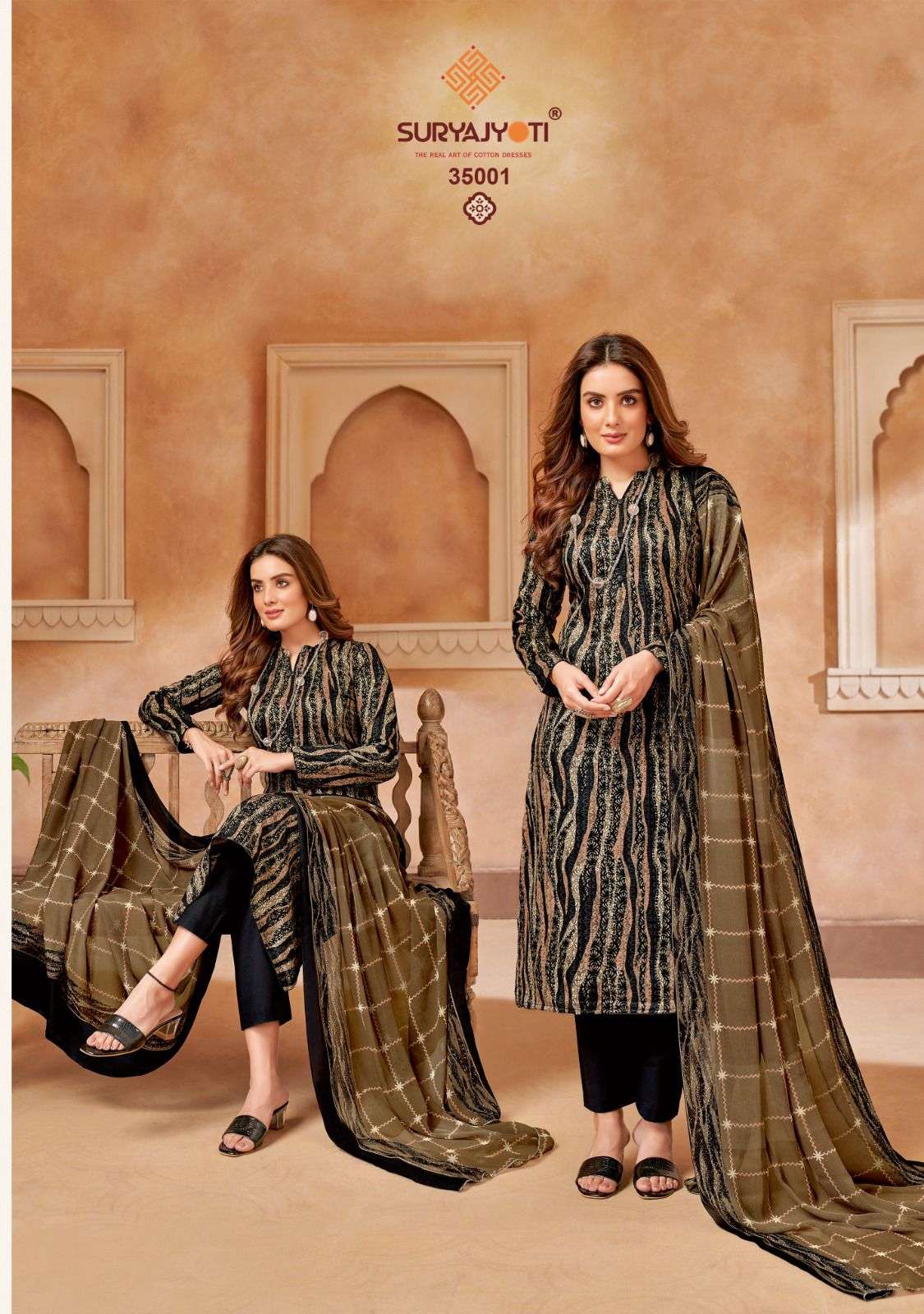 suryajyoti naishaa vol-35 35001-35010 series indian designer dress material catalogue wholesaler surat