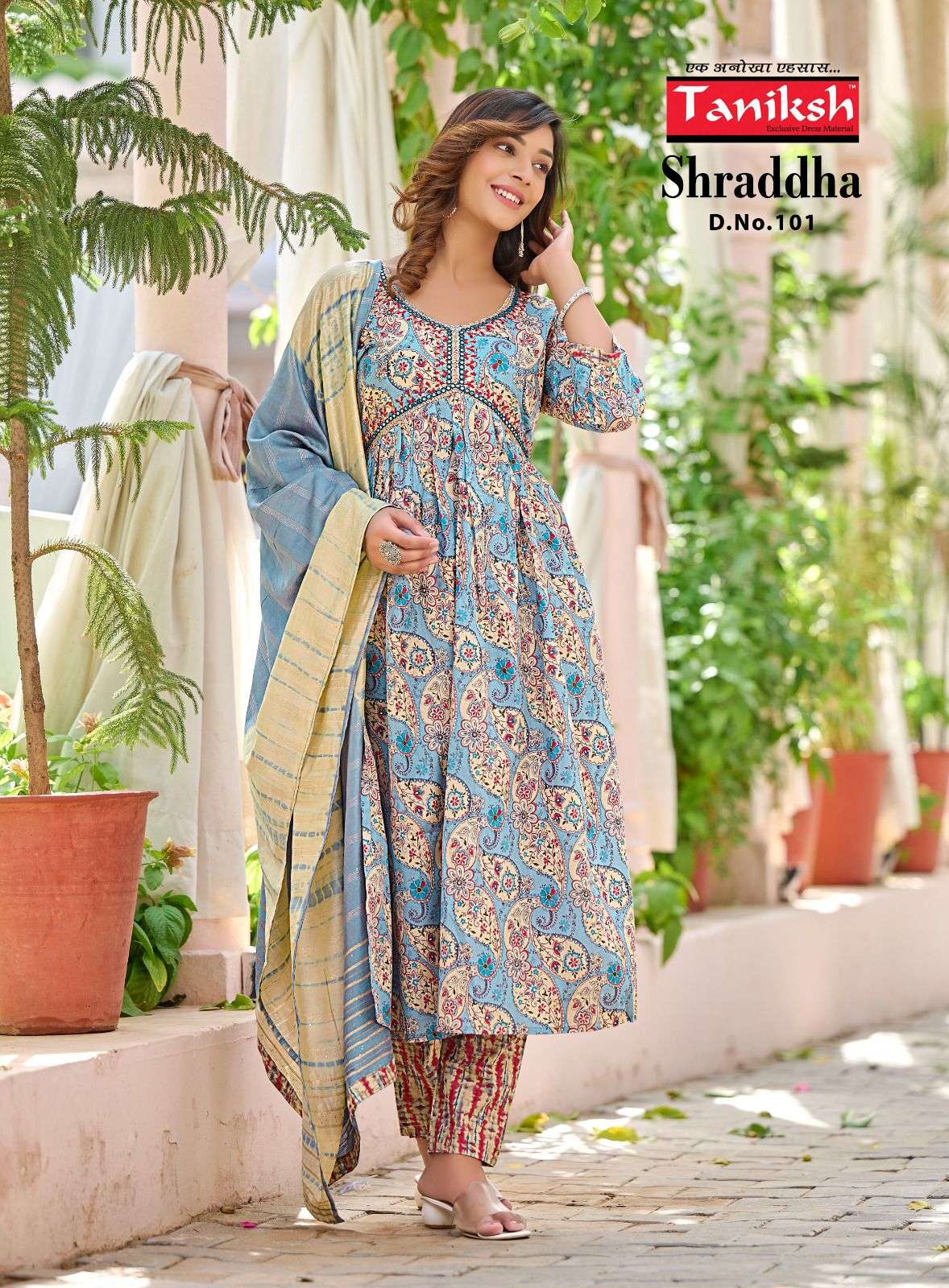 taniksh shraddha 101-108 series latest designer readymade designer salwar suits catalogue design 2023