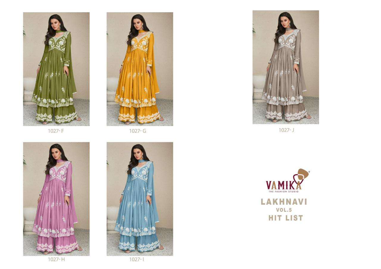 vamika lakhnavi vol-5 hit list 1027 series party wear designer kurtis catalogue manufacturer surat