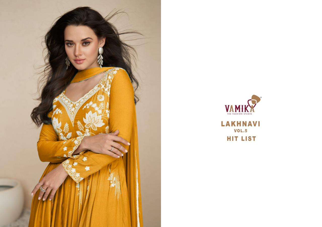 vamika lakhnavi vol-5 hit list 1027 series party wear designer kurtis catalogue manufacturer surat