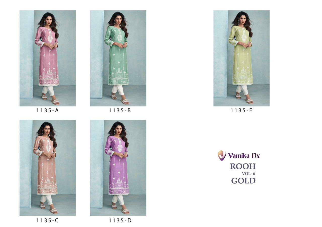 vamika rooh vol-6 gold 1135 series hit designe kurtis latest catalogue surat 