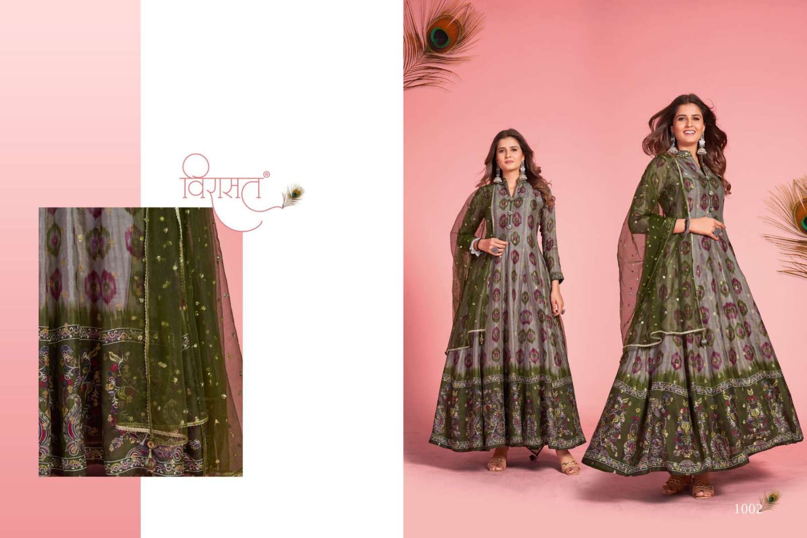 virasat kalamkari 1001-1003 series exclusive designer gown online supplier surat