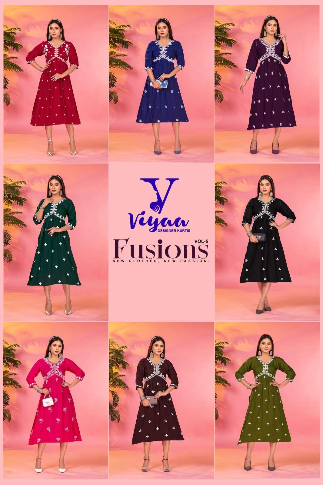 viyaa designer fusions vol-5 nayra cut designer kurtis catalogue wholesale price surat