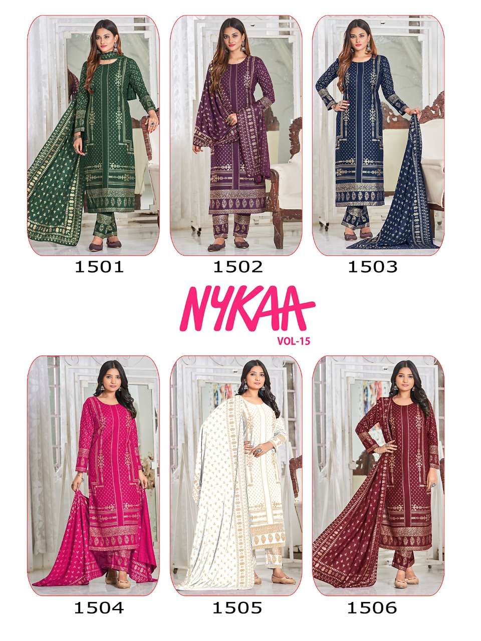 viyaa designer nykaa vol-15 1501-1506 series trendy designer kurtis catalogue online wholesaler surat