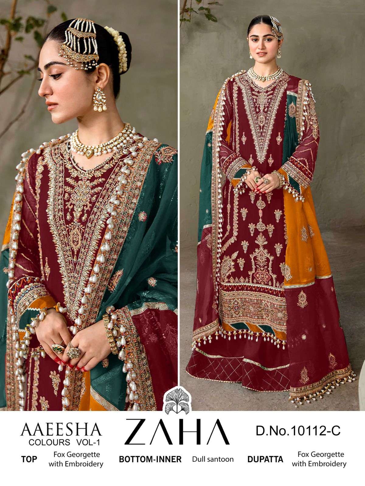 zaha aaeesha vol-1 10112 hit colours bridal look designer salwar suits catalogue wholesale price surat