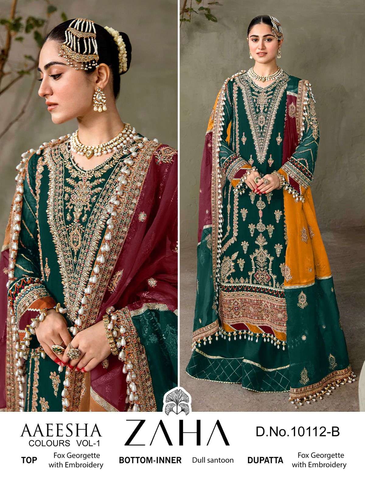 zaha aaeesha vol-1 10112 hit colours bridal look designer salwar suits catalogue wholesale price surat