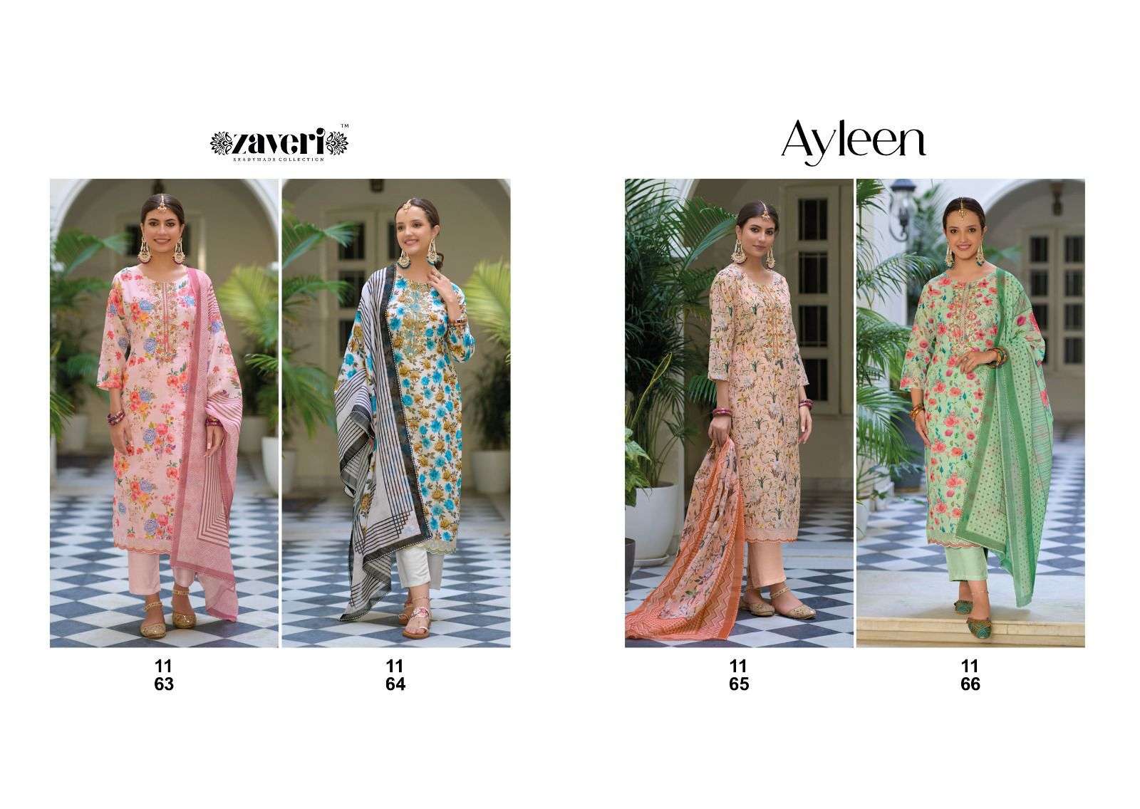 zaveri ayleen 1163-1166 series readymade designer dress catalogue online market surat