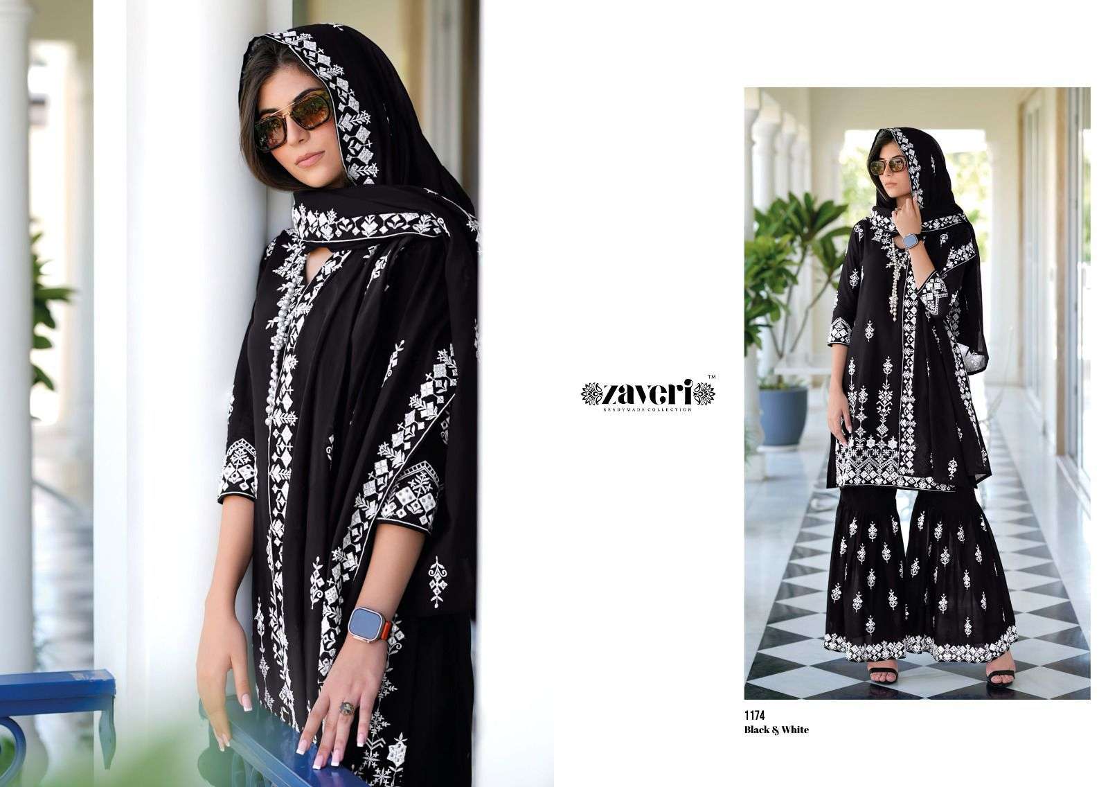 zaveri black and white party wear salwar suits catalogue wholesale price surat