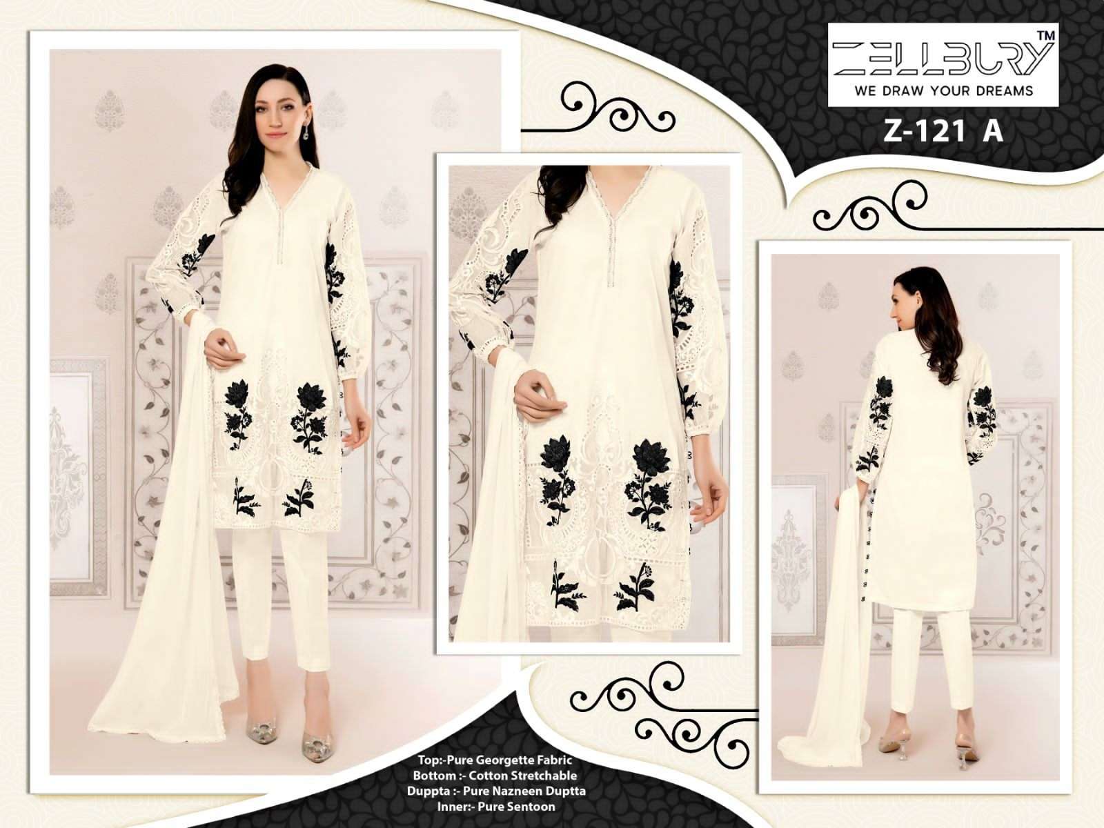 zellbury 121 series stylish look designer pakistani salwar suits readymade collection surat